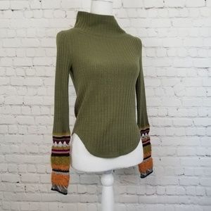 Free People Olive Green Knit Cuff Long Sleeve XS